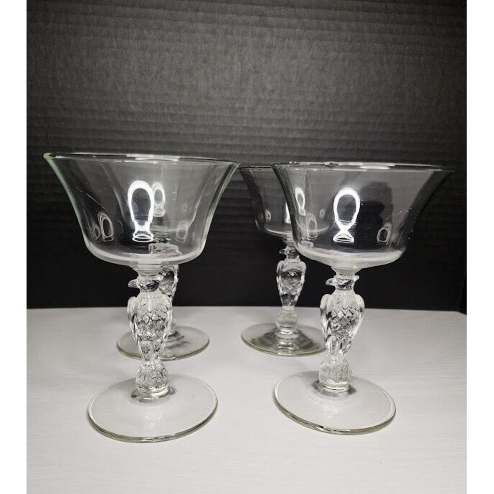 VTG  Set of 4 Libby Liberty Bell‎ Eagle stem Champagne Tall Sherbet glass MCM